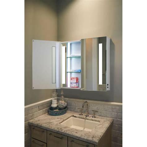 vanity light wired through medicine cabinet with no metal box|lighted medicine cabinets with outlet.